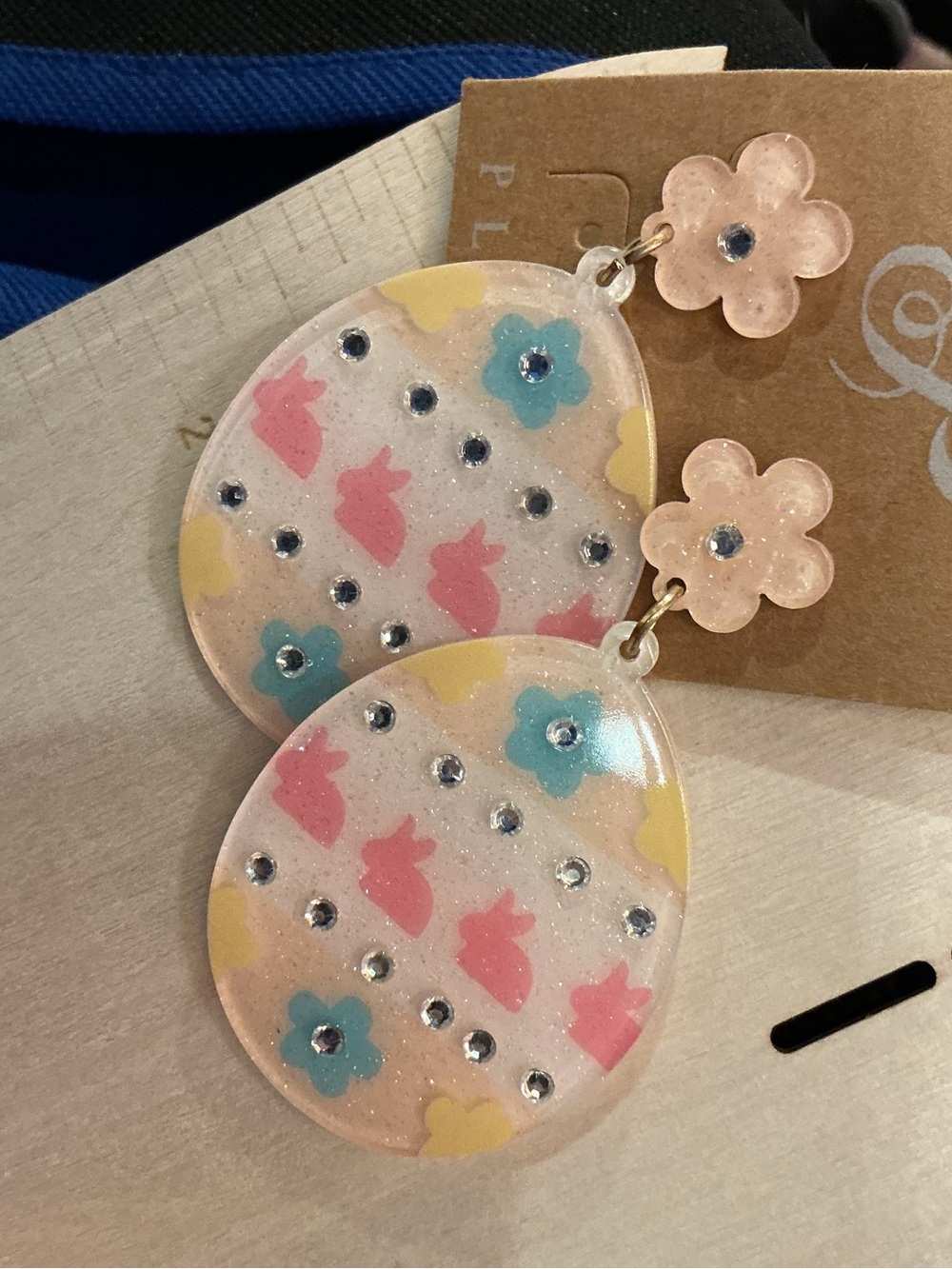 ⭐ Pastel Floral Bunny Glitter Statement Dangle Earrings Cute Kawaii
